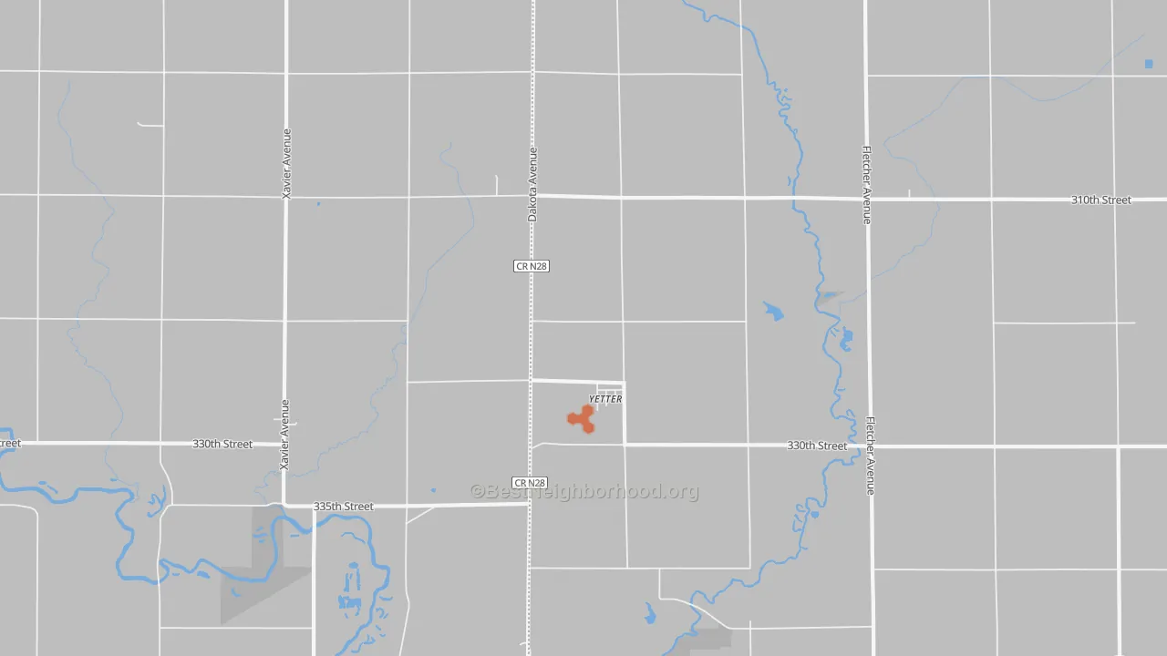 Bike Grade map of Yetter, IA