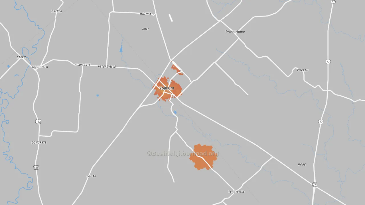 Bike Grade map of Yoakum, TX
