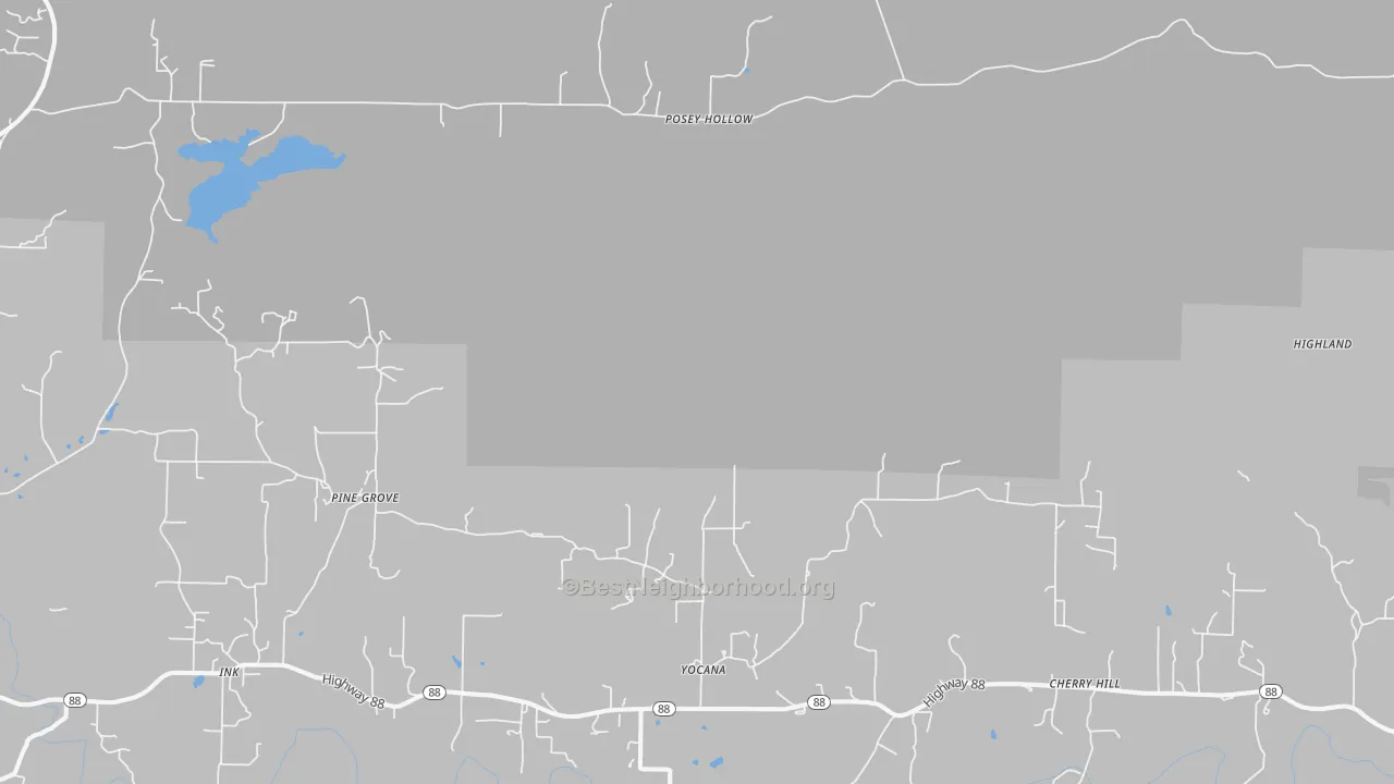 Bike Grade map of Yocana, AR