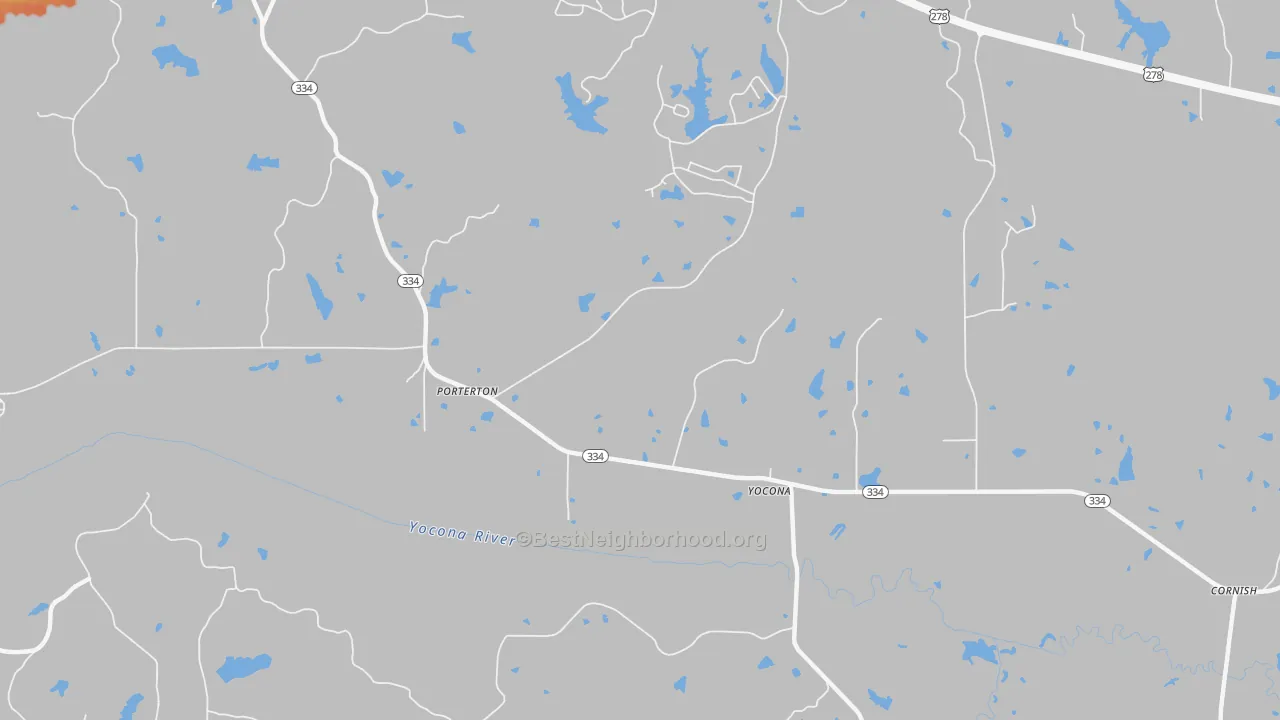 Bike Grade map of Yocona, MS