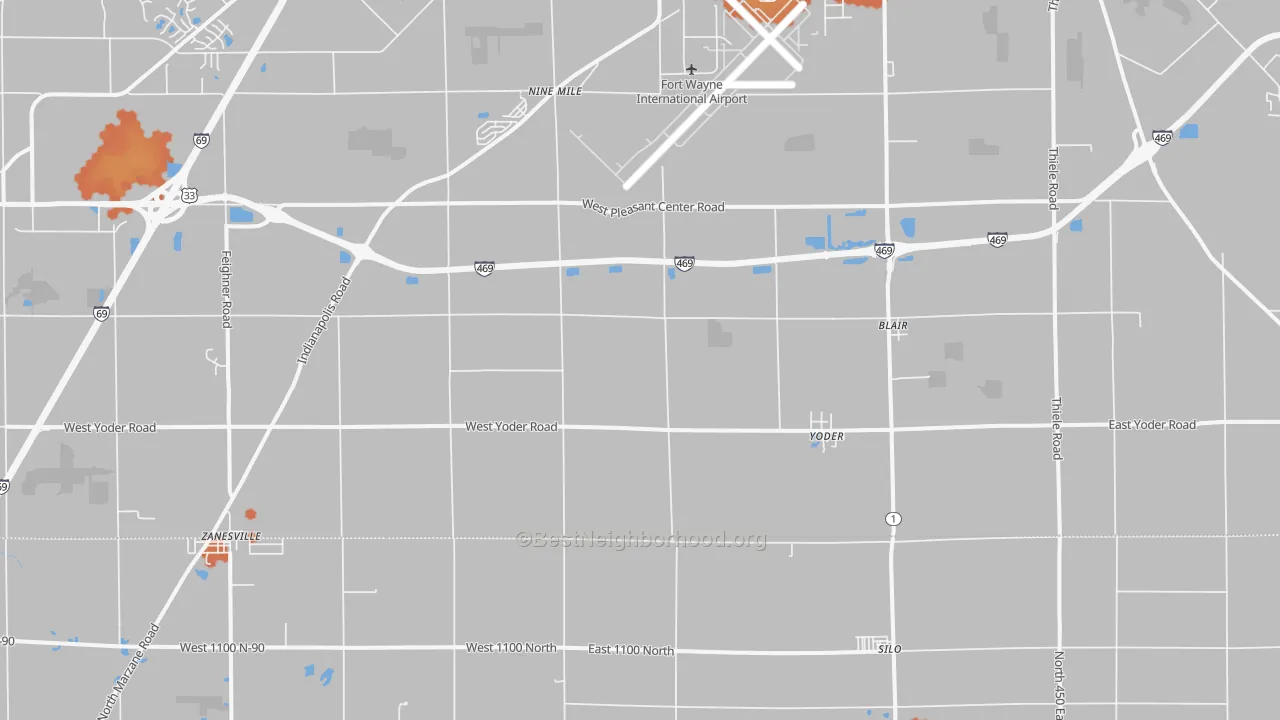 Bike Grade map of Yoder, IN