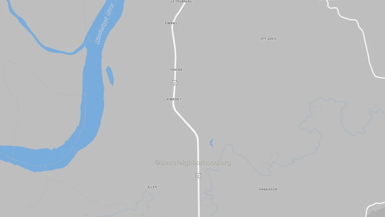 Bike Grade map of Yokena, MS