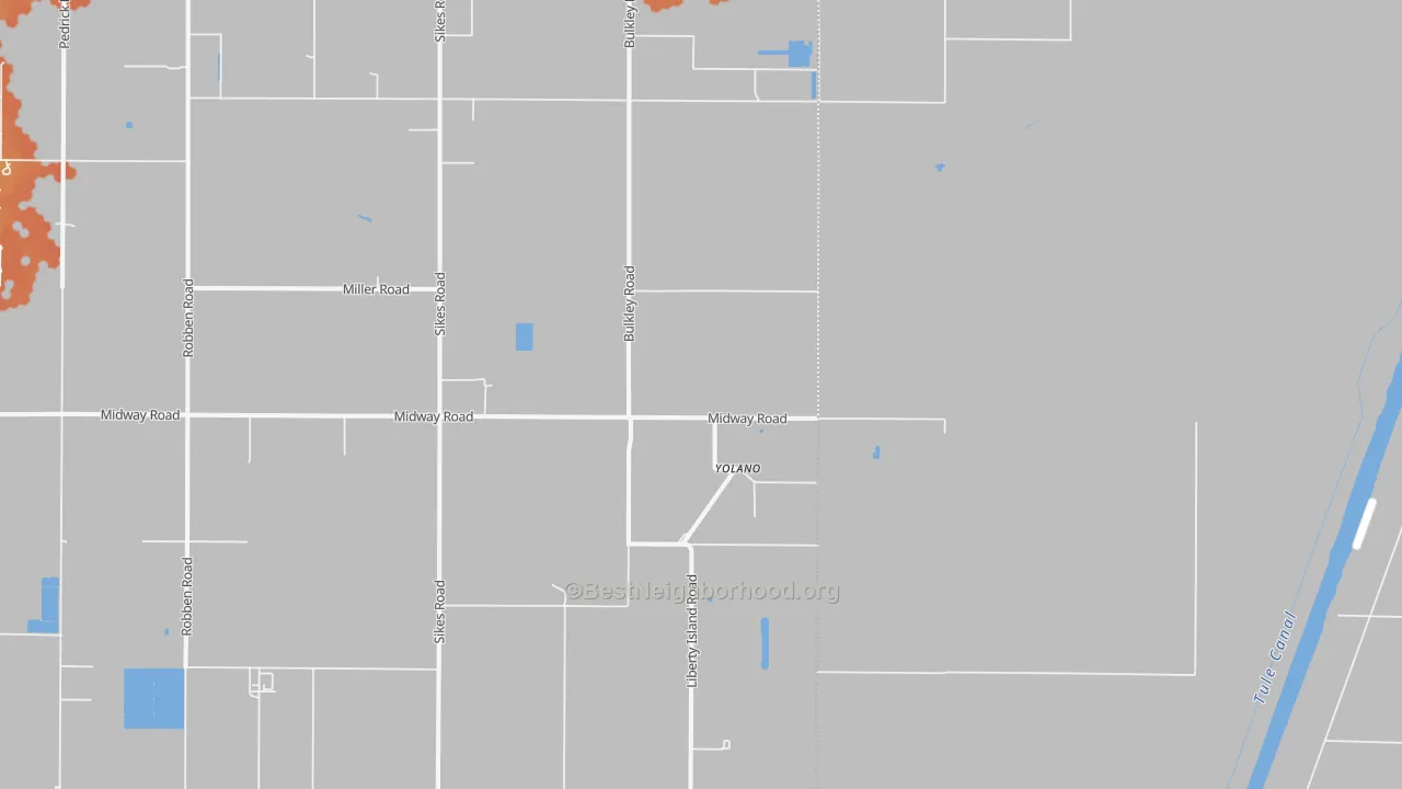 Bike Grade map of Yolano, CA