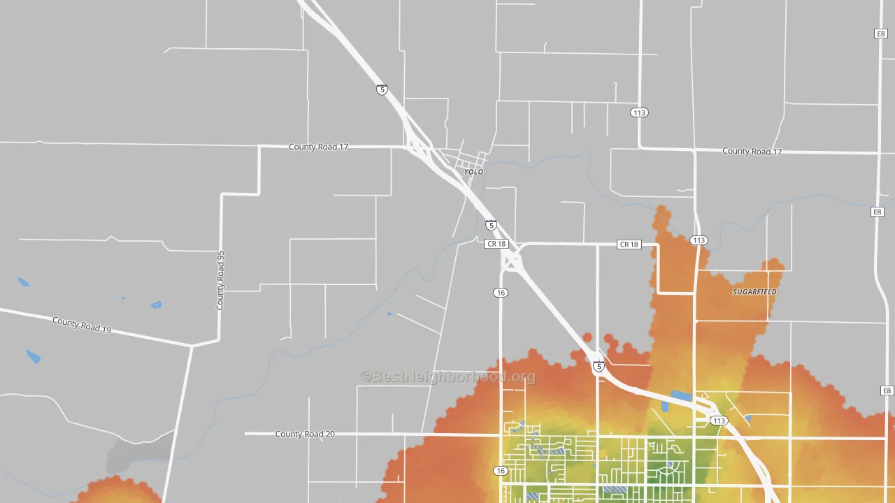 Bike Grade map of Yolo, CA