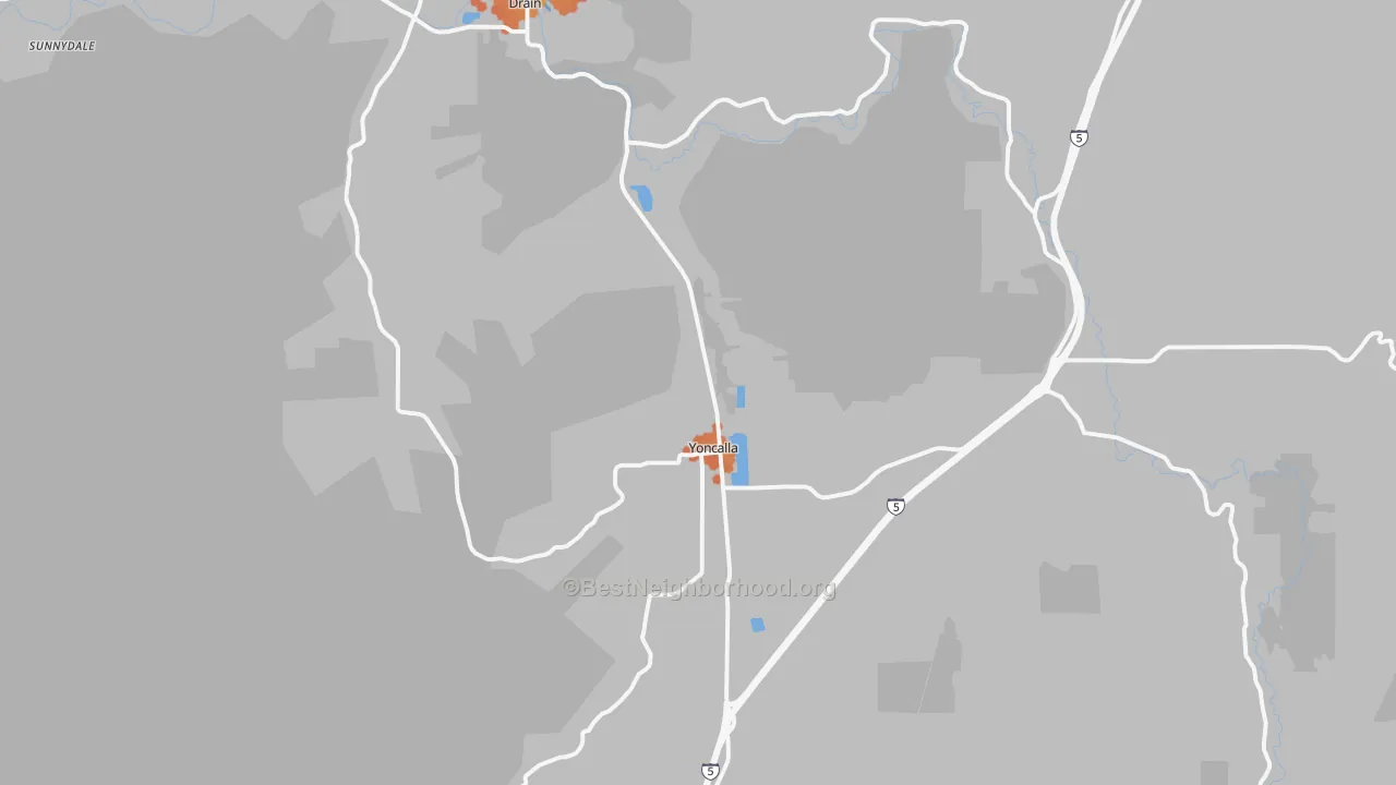 Bike Grade map of Yoncalla, OR