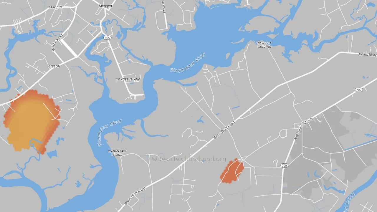 Bike Grade map of Yonges Island, SC