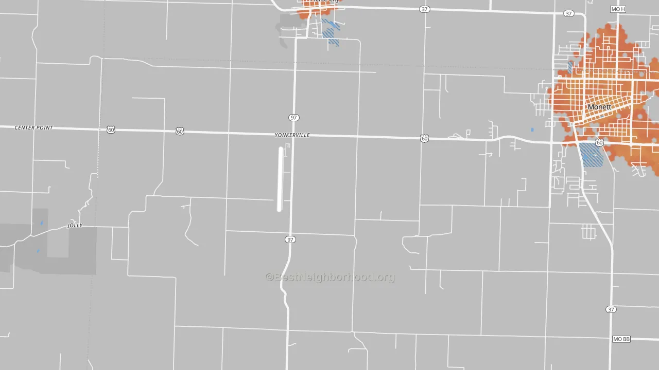 Bike Grade map of Yonkerville, MO