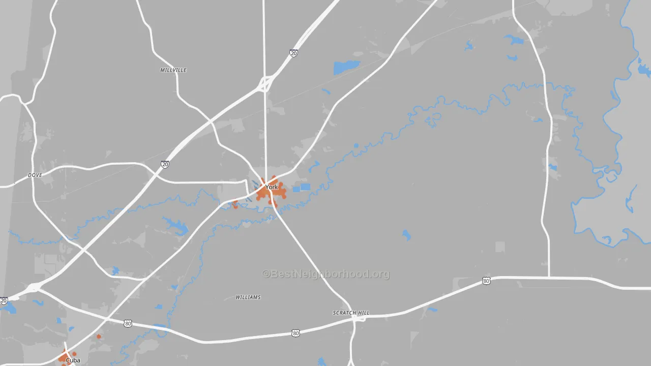 Bike Grade map of York, AL