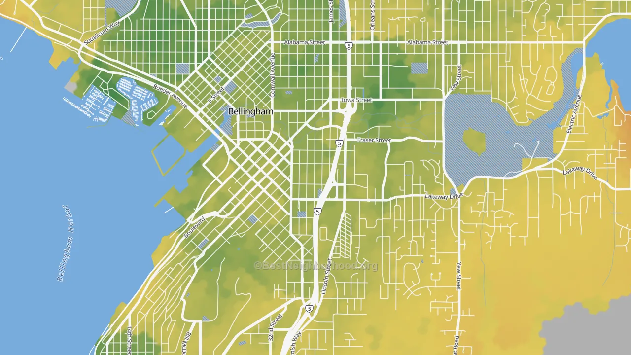 Bike Grade map of York, Bellingham, WA