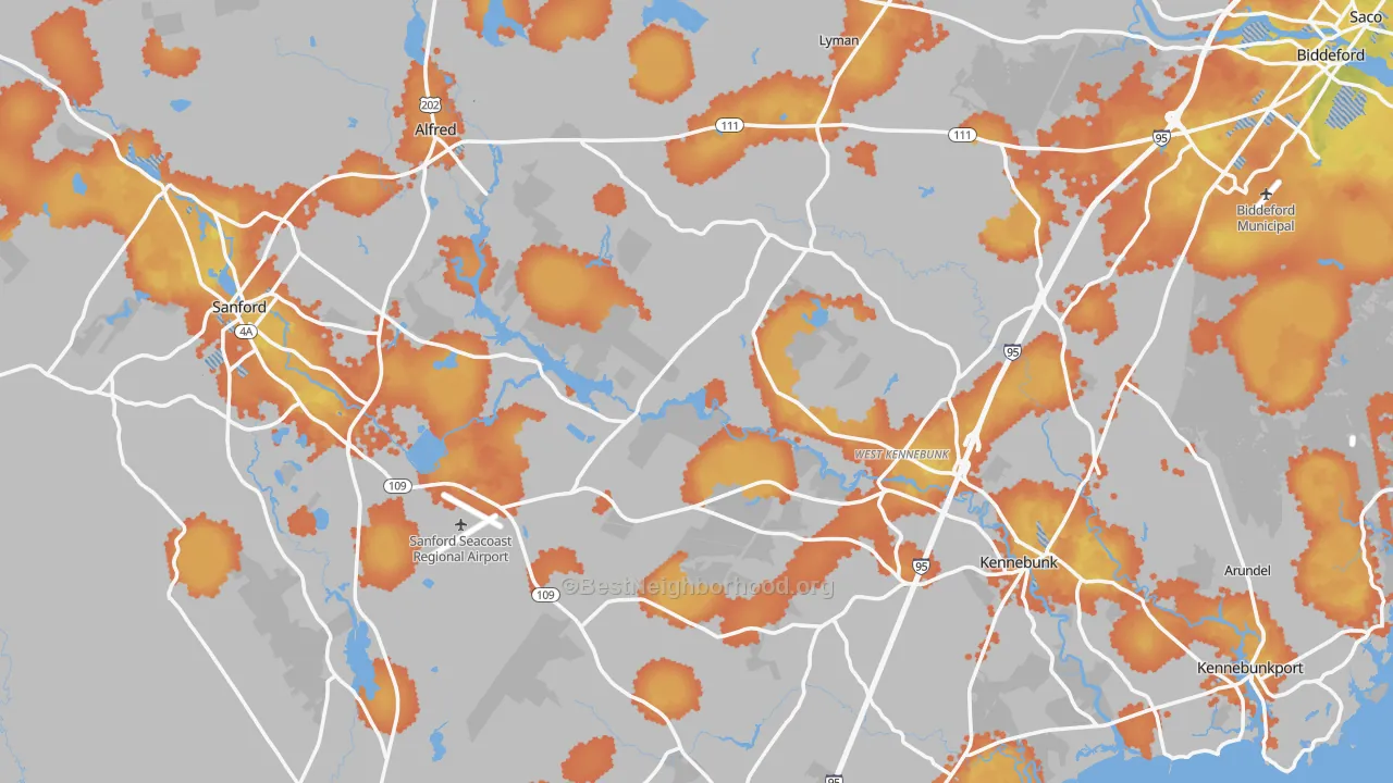 Bike Grade map of York County, ME
