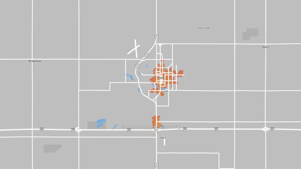 Bike Grade map of York County, NE