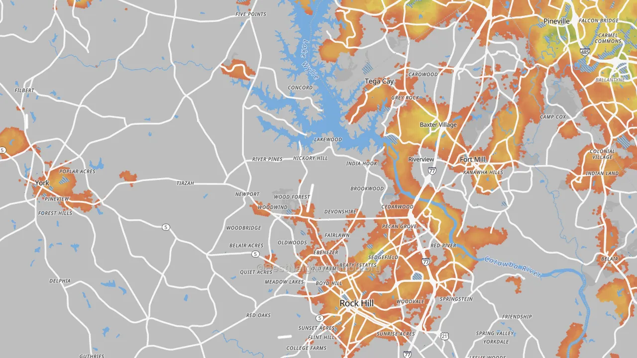 Bike Grade map of York County, SC