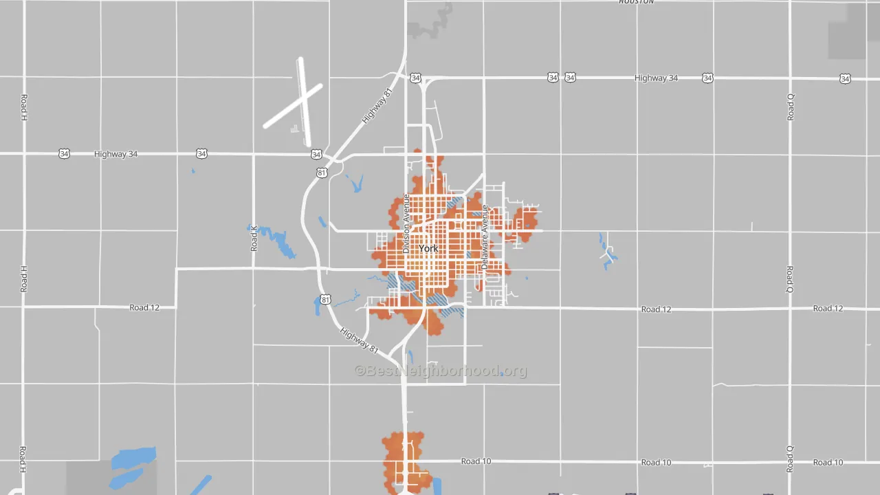 Bike Grade map of York, NE