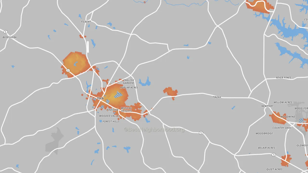 Bike Grade map of York, SC