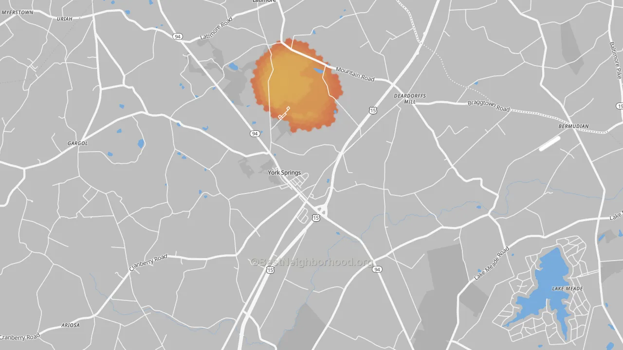 Bike Grade map of York Springs, PA