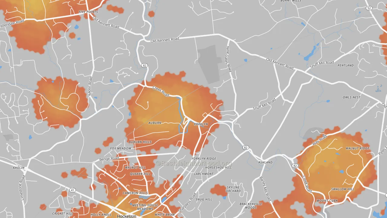 Bike Grade map of Yorklyn, DE