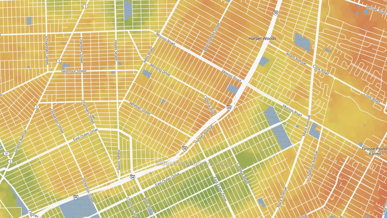 Bike Grade map of Yorkshire Woods, Detroit, MI