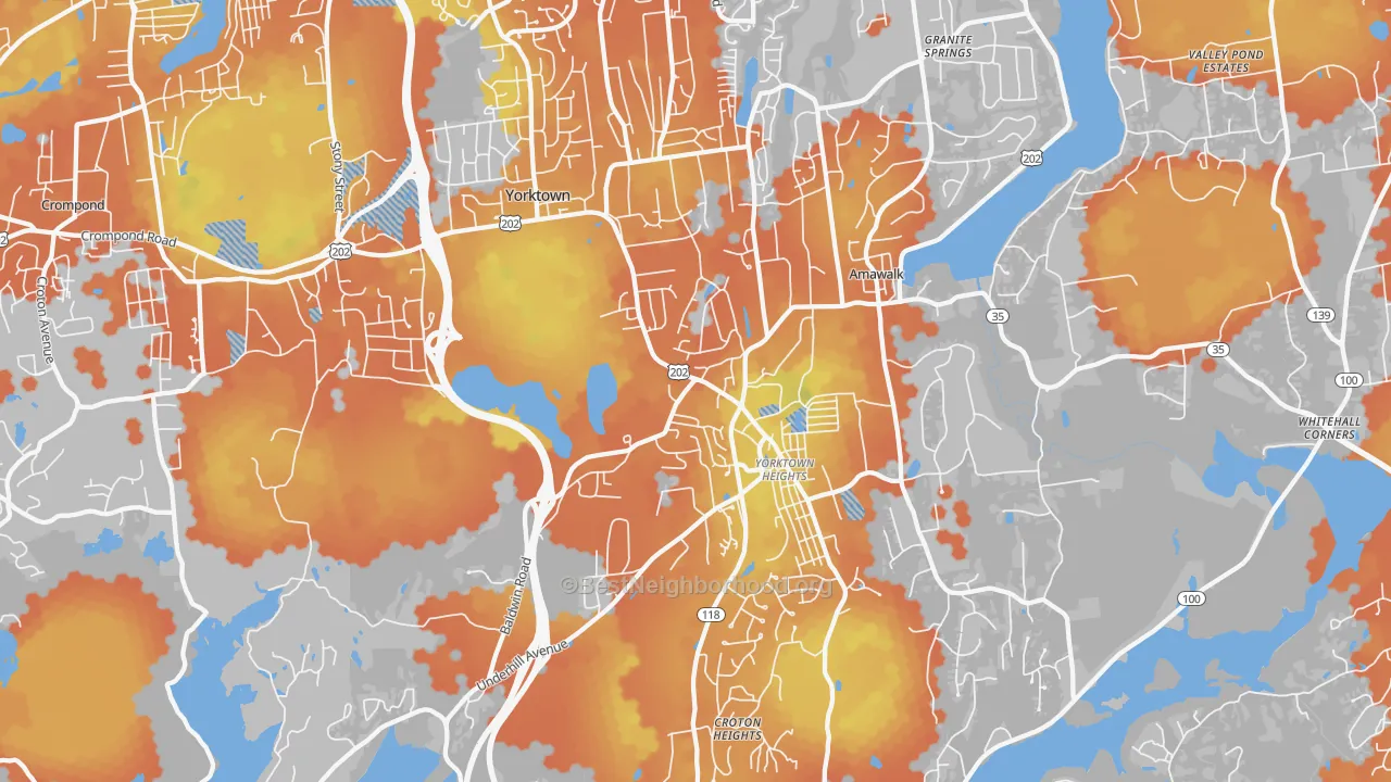 Bike Grade map of Yorktown Heights, NY