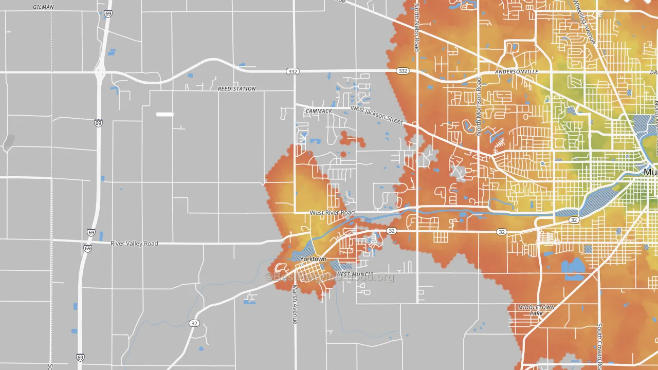 Bike Grade map of Yorktown, IN