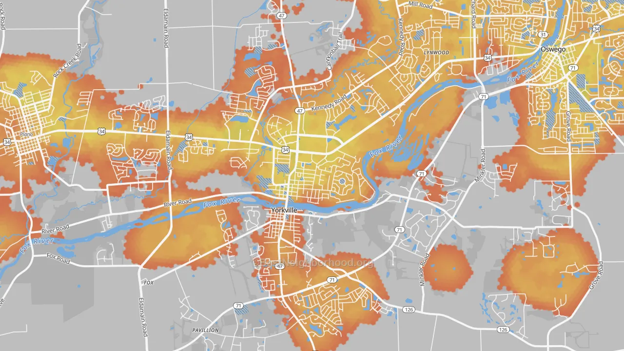 Bike Grade map of Yorkville, IL
