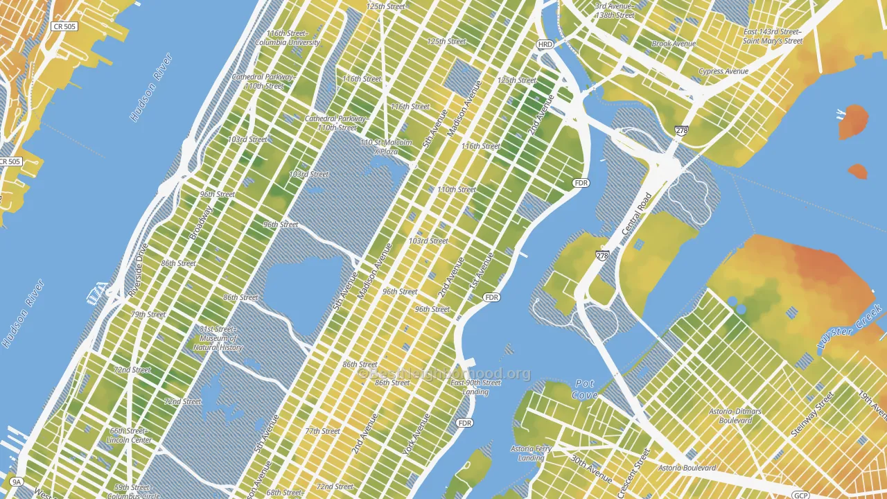 Bike Grade map of Yorkville, Manhattan, NY