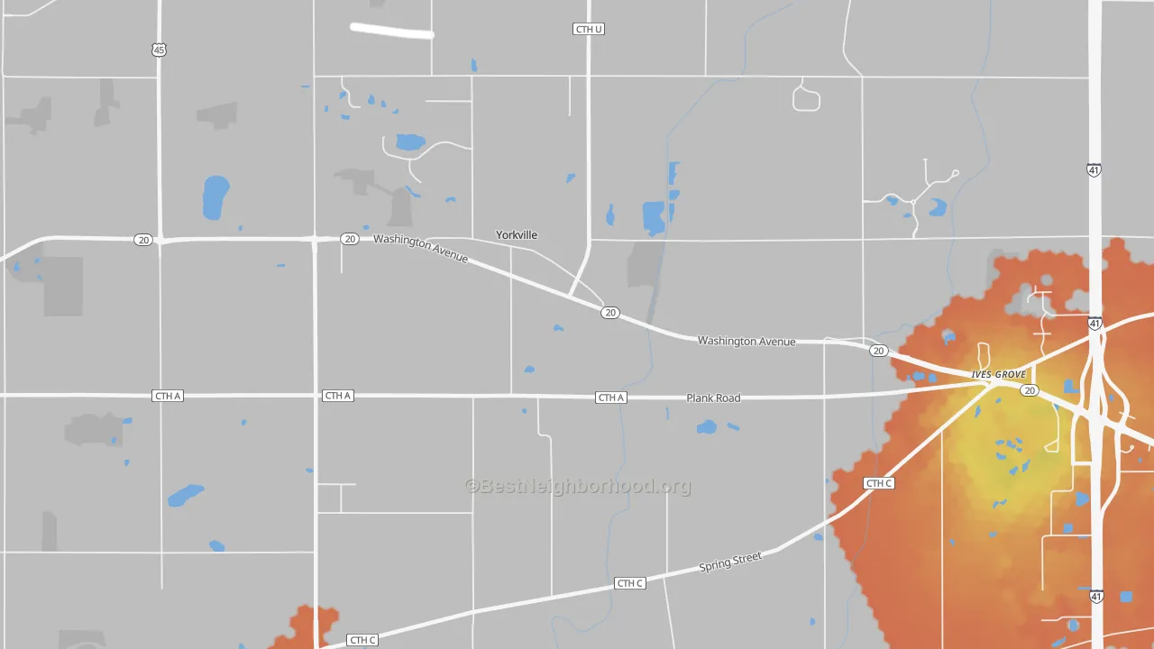 Bike Grade map of Yorkville, WI