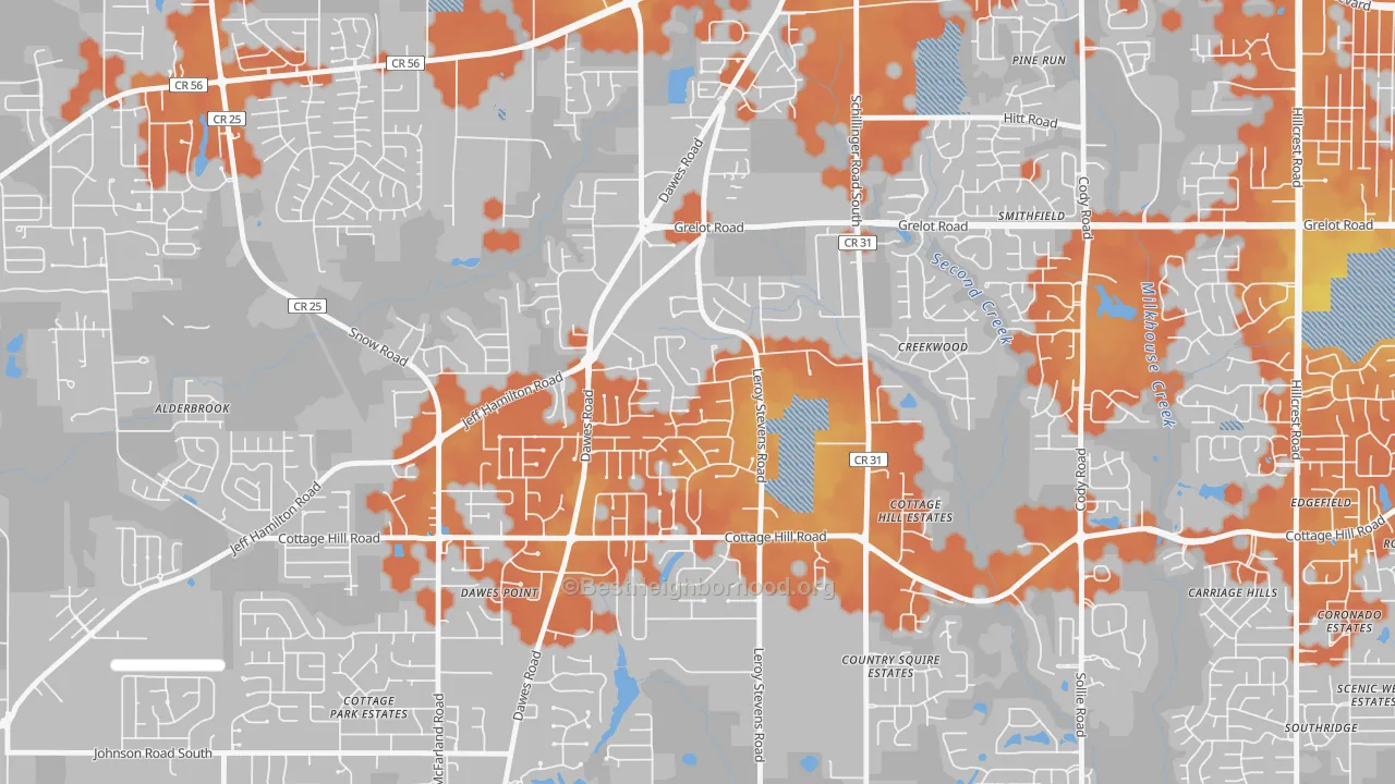 Bike Grade map of Yorkwood, Mobile, AL
