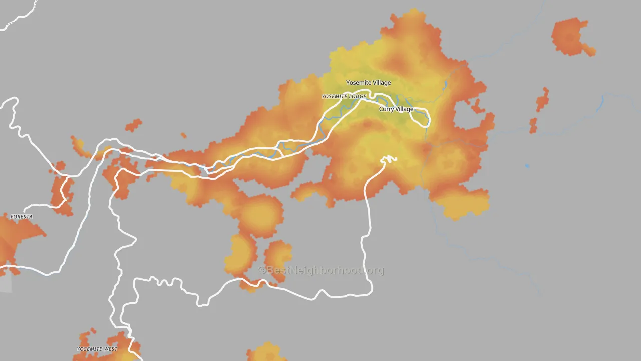 Bike Grade map of Yosemite National Park, CA