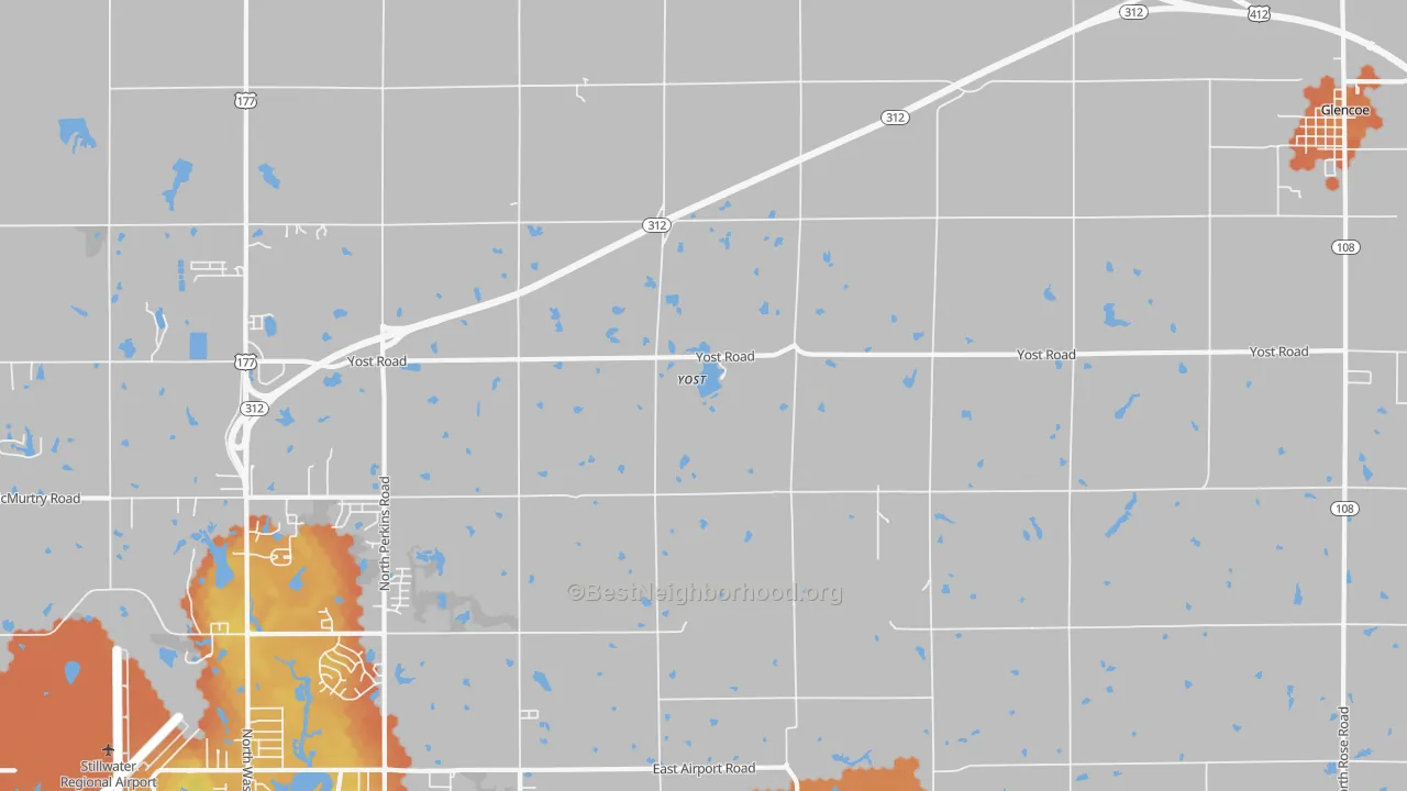 Bike Grade map of Yost, OK