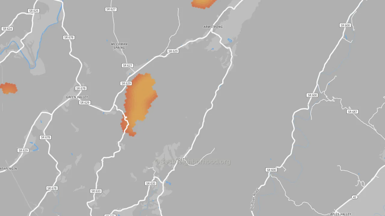Bike Grade map of Yost, VA