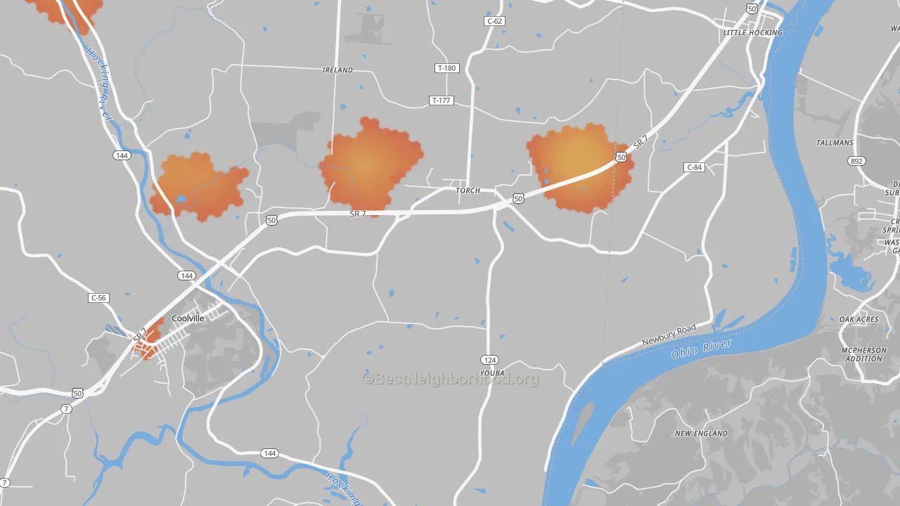 Bike Grade map of Youba, OH
