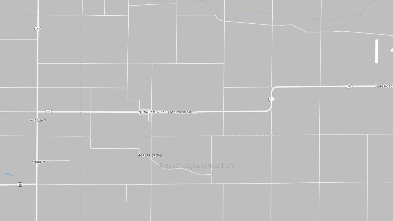 Bike Grade map of Young America, IN