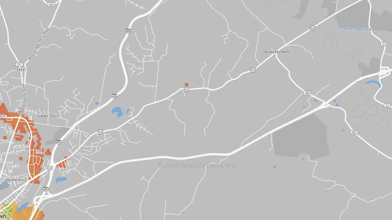 Bike Grade map of Younger Creek, KY