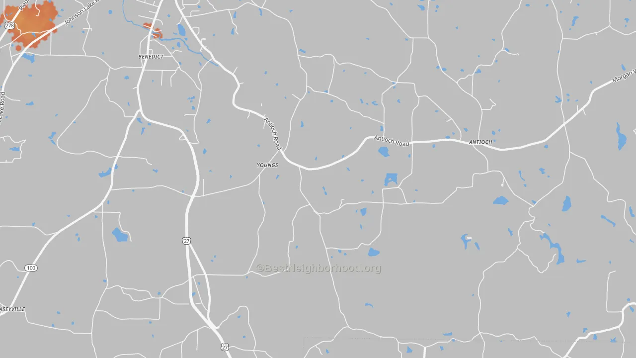 Bike Grade map of Youngs, GA