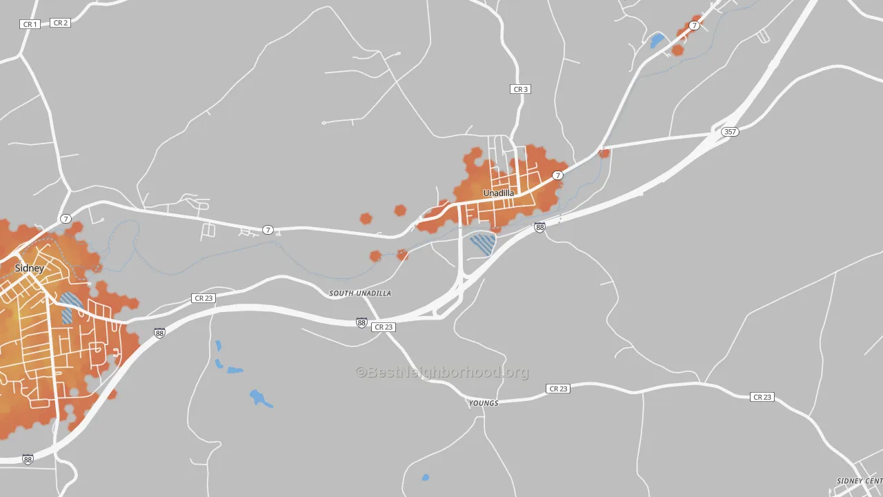 Bike Grade map of Youngs, NY