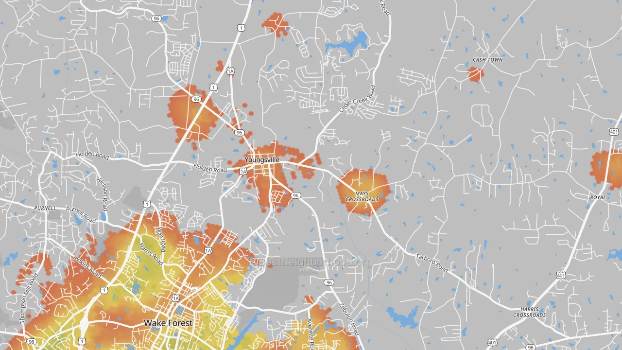 Bike Grade map of Youngsville, NC
