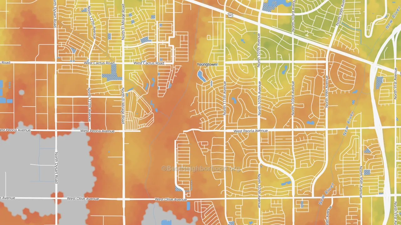 Bike Grade map of Youngtown, AZ