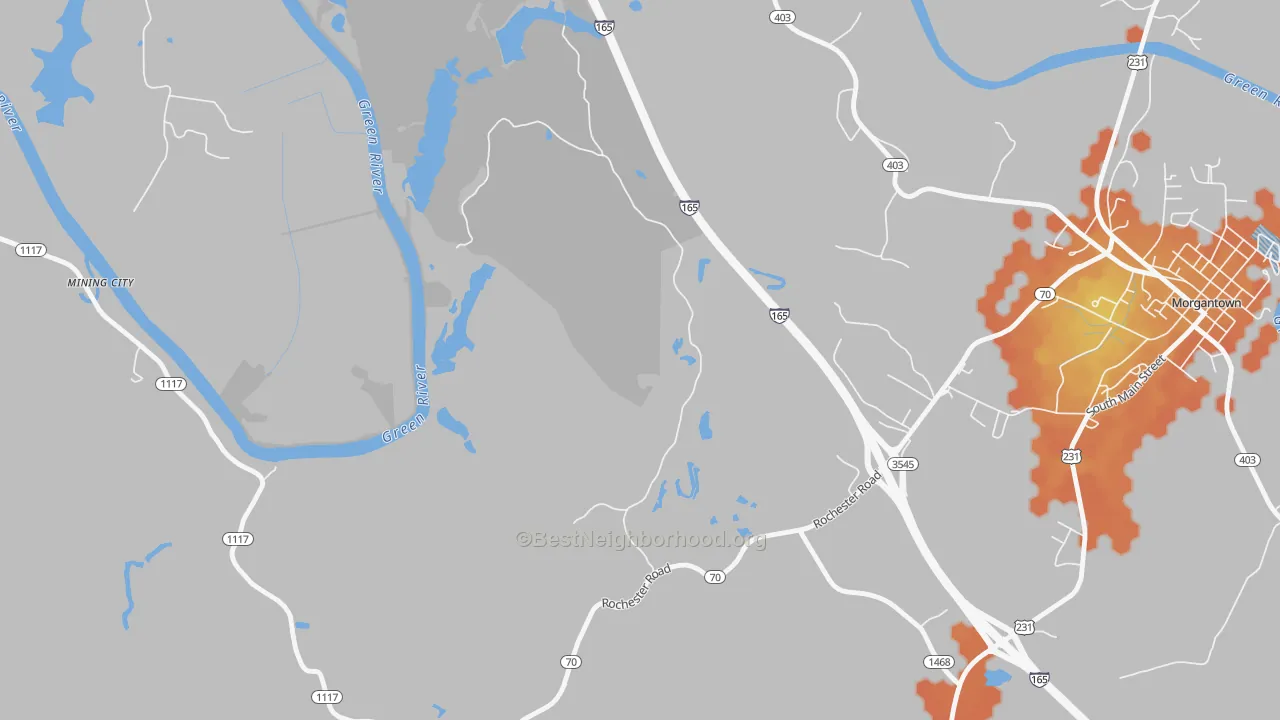 Bike Grade map of Youngtown, KY