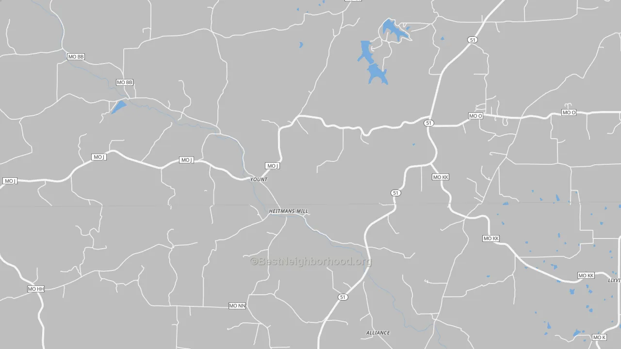Bike Grade map of Yount, MO