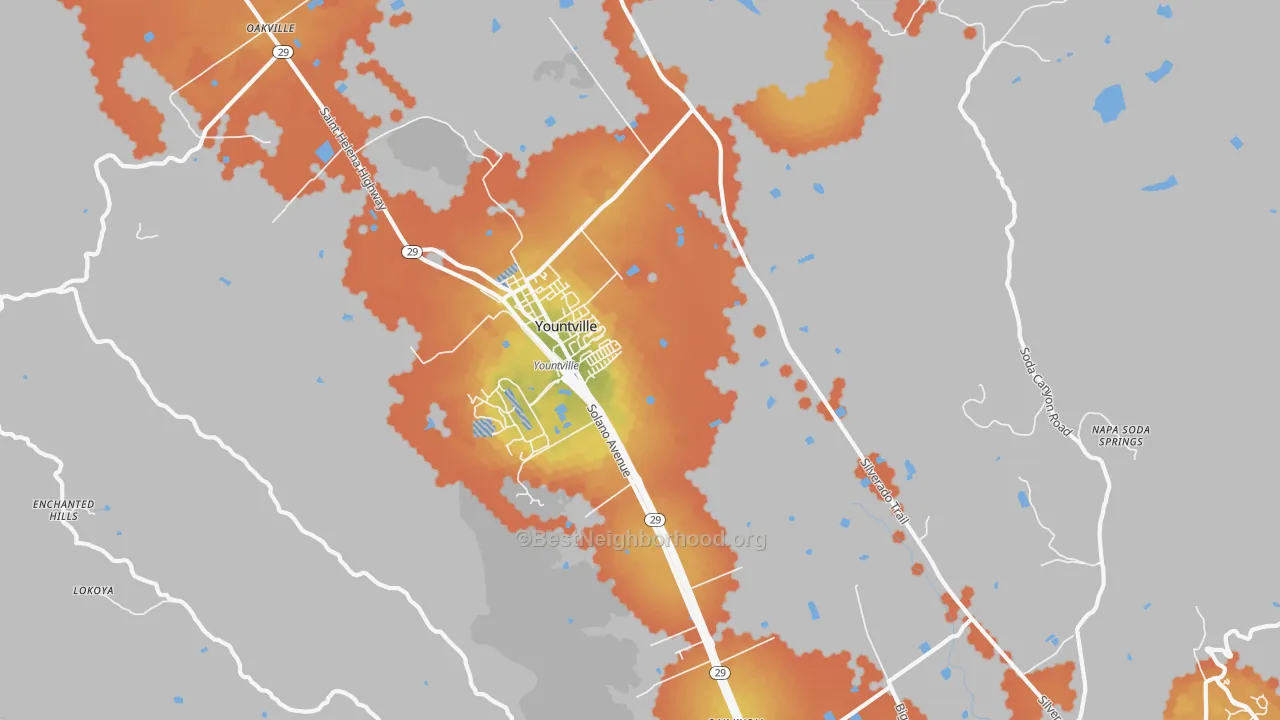 Bike Grade map of Yountville, CA