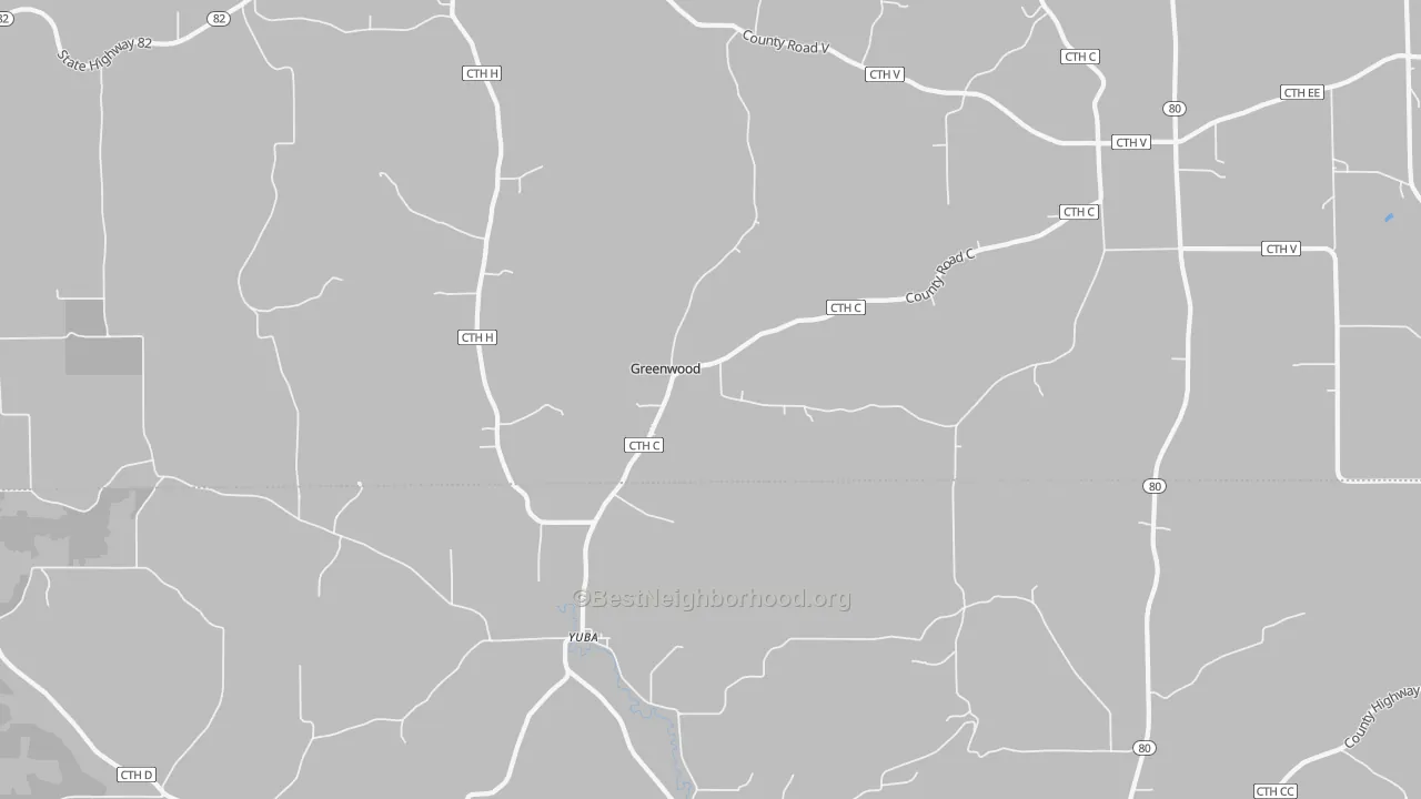 Bike Grade map of Yuba, WI
