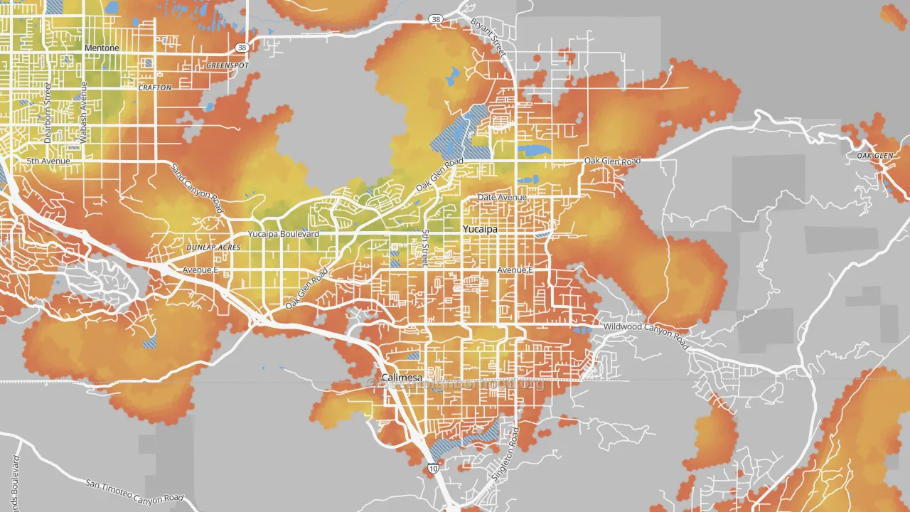 Bike Grade map of Yucaipa, CA