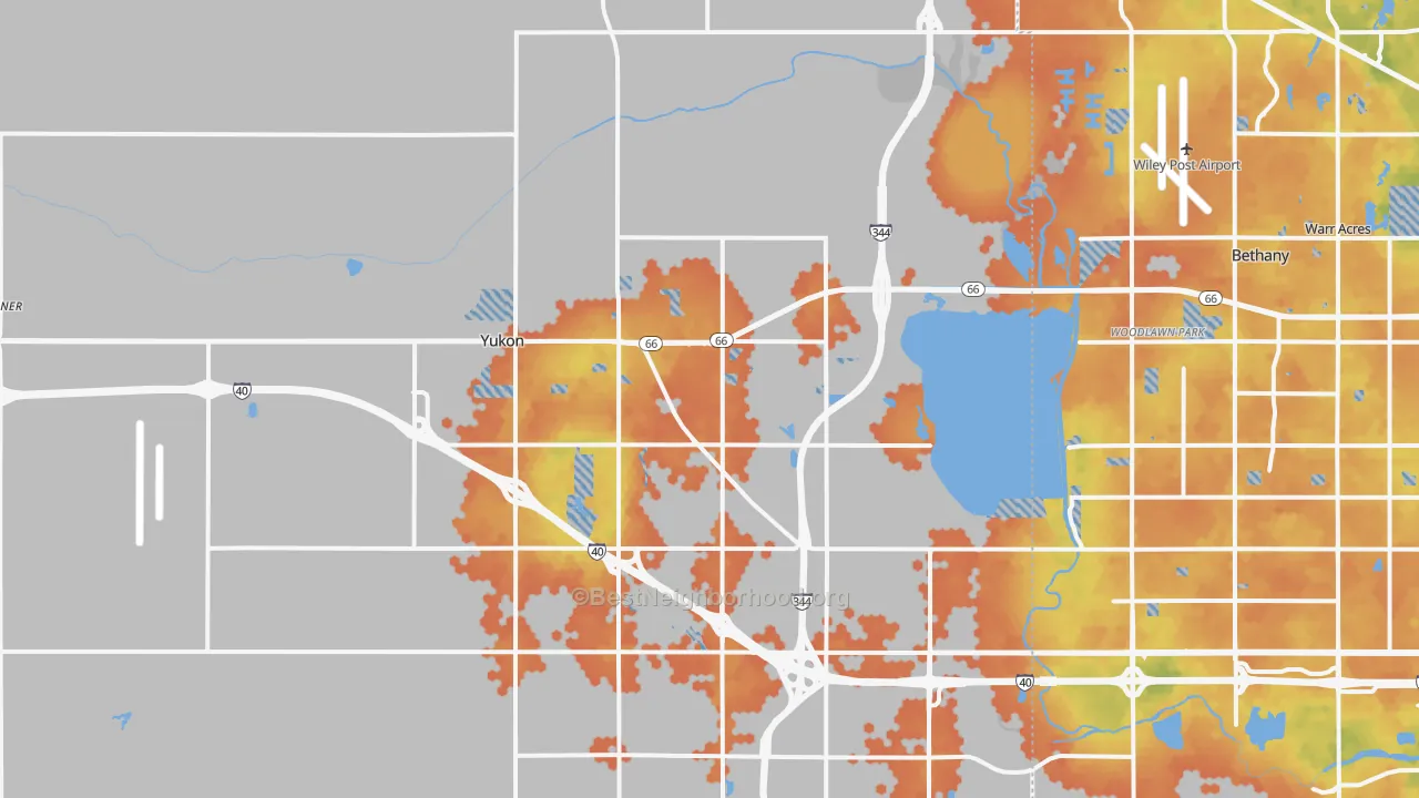 Bike Grade map of Yukon, OK