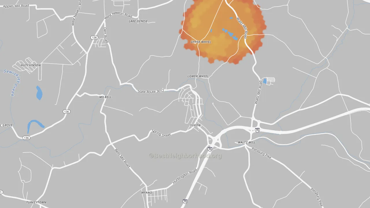 Bike Grade map of Yukon, PA