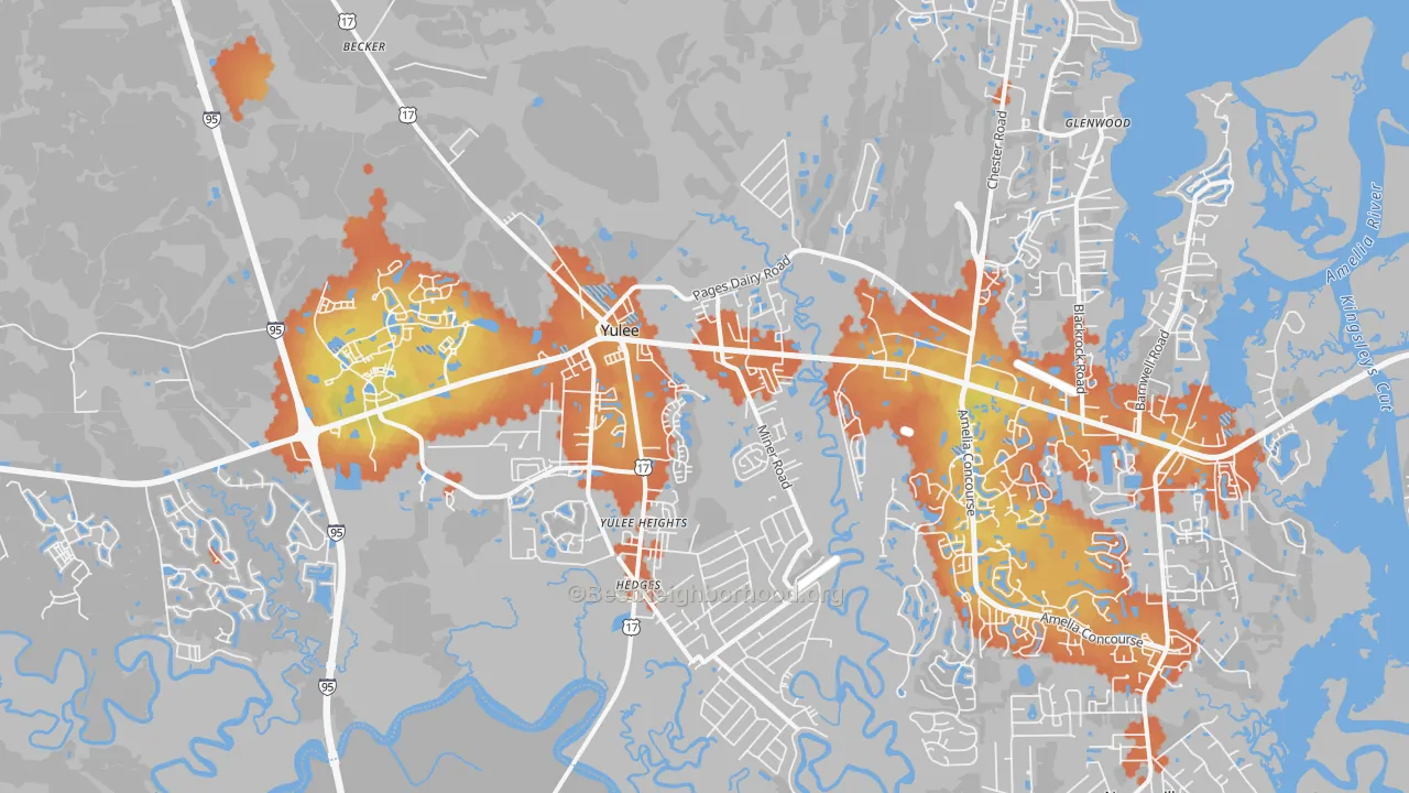 Bike Grade map of Yulee, FL