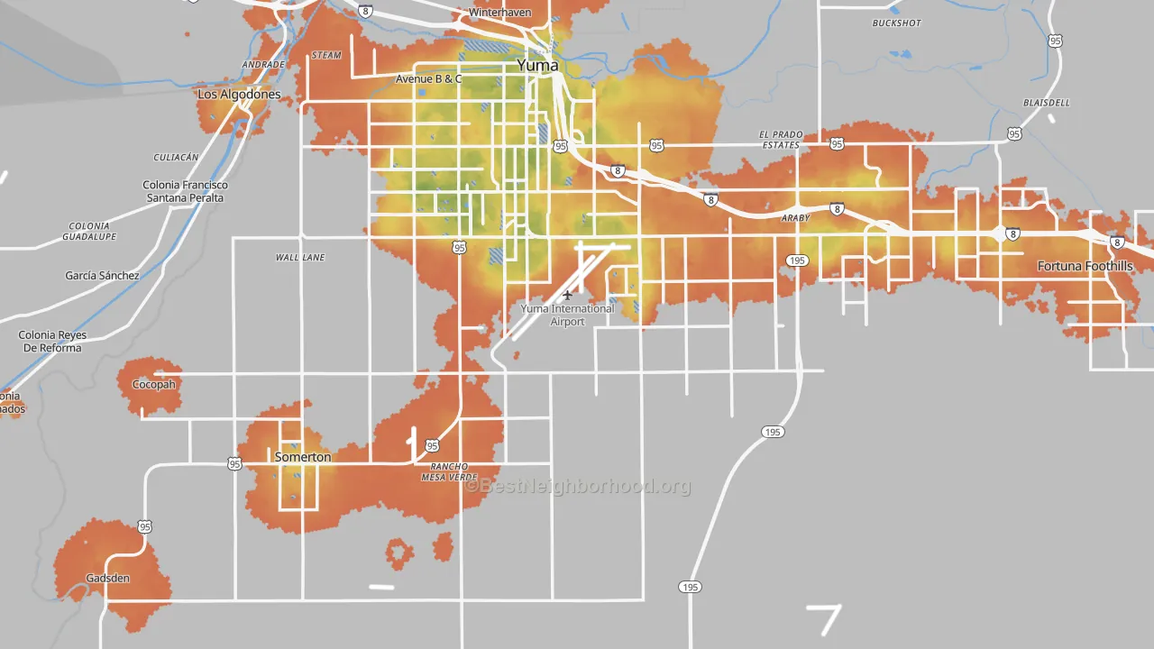 Bike Grade map of Yuma County, AZ