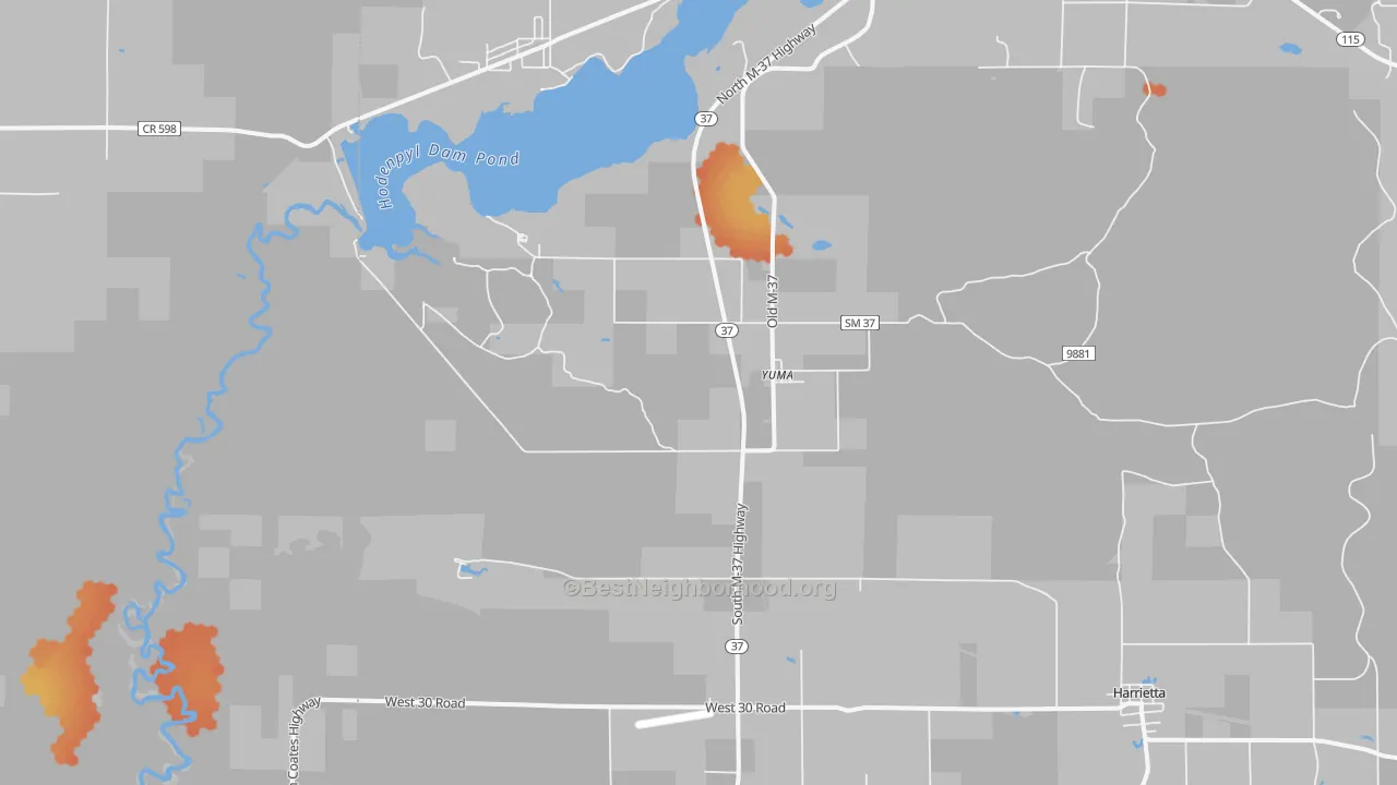 Bike Grade map of Yuma, MI