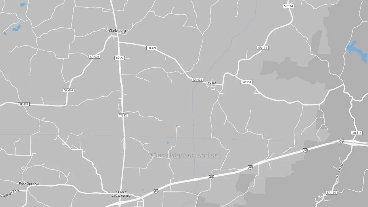 Bike Grade map of Yuma, TN