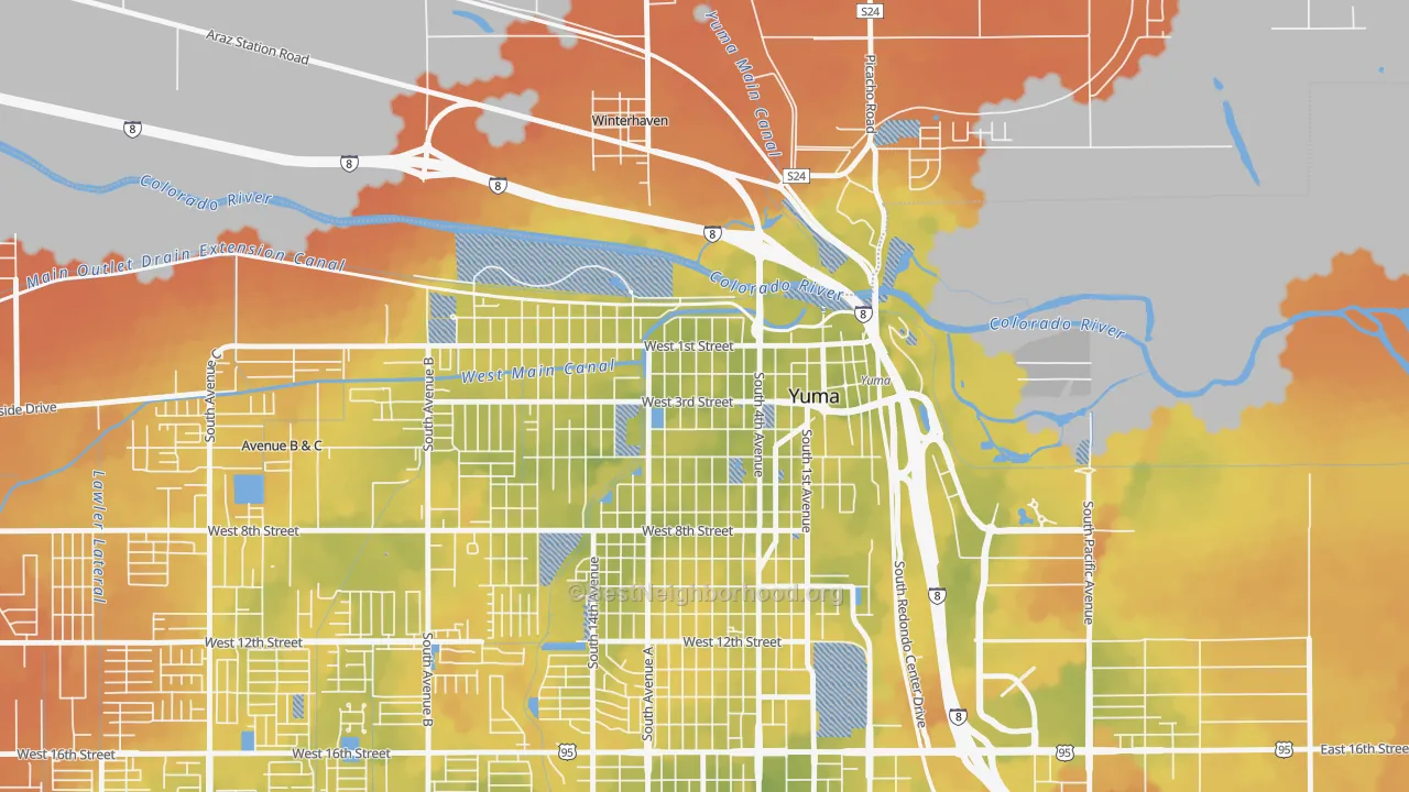 Bike Grade map of Yuma Townsite, Yuma, AZ