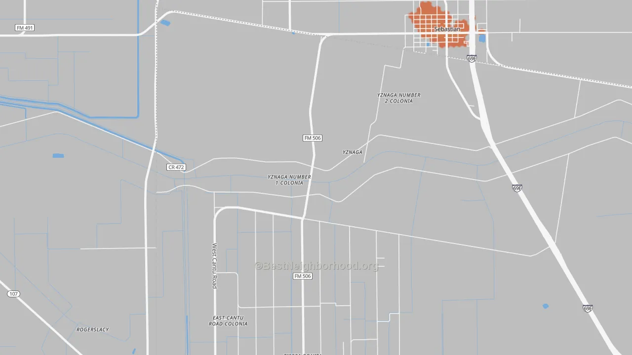 Bike Grade map of Yznaga, TX